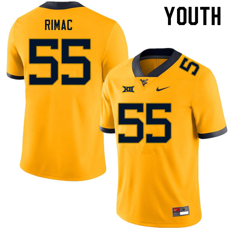 Youth #55 Tomas Rimac West Virginia Mountaineers College Football Jerseys Sale-Gold